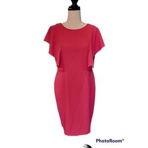Alex Marie Pink Midi Dress with Flutter Sleeves